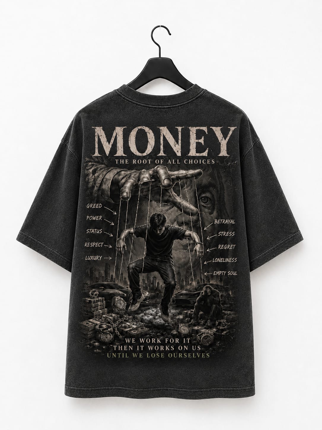 The Root of All Choices — Money Graphic Oversized Tee