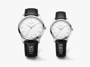 RAYDAN LEGACY His & Hers Luxury Couple Watch Set – Minimalist White Dial with Genuine Black Leather Straps